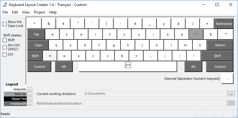 Écran une fois le clavier chargé